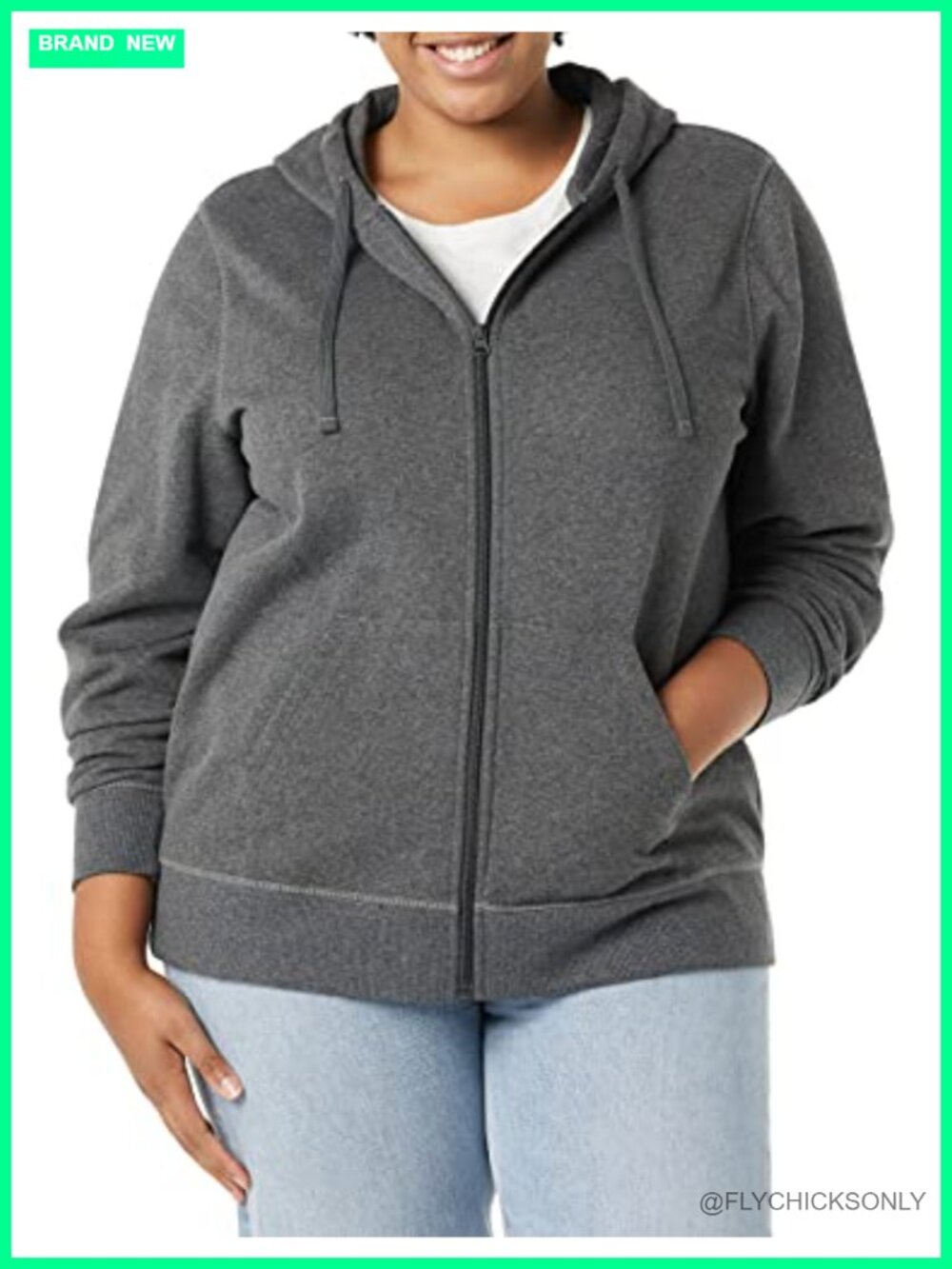 Women's Midweight Fleece Full-Zip Hoodie Drawstring Classic Fit